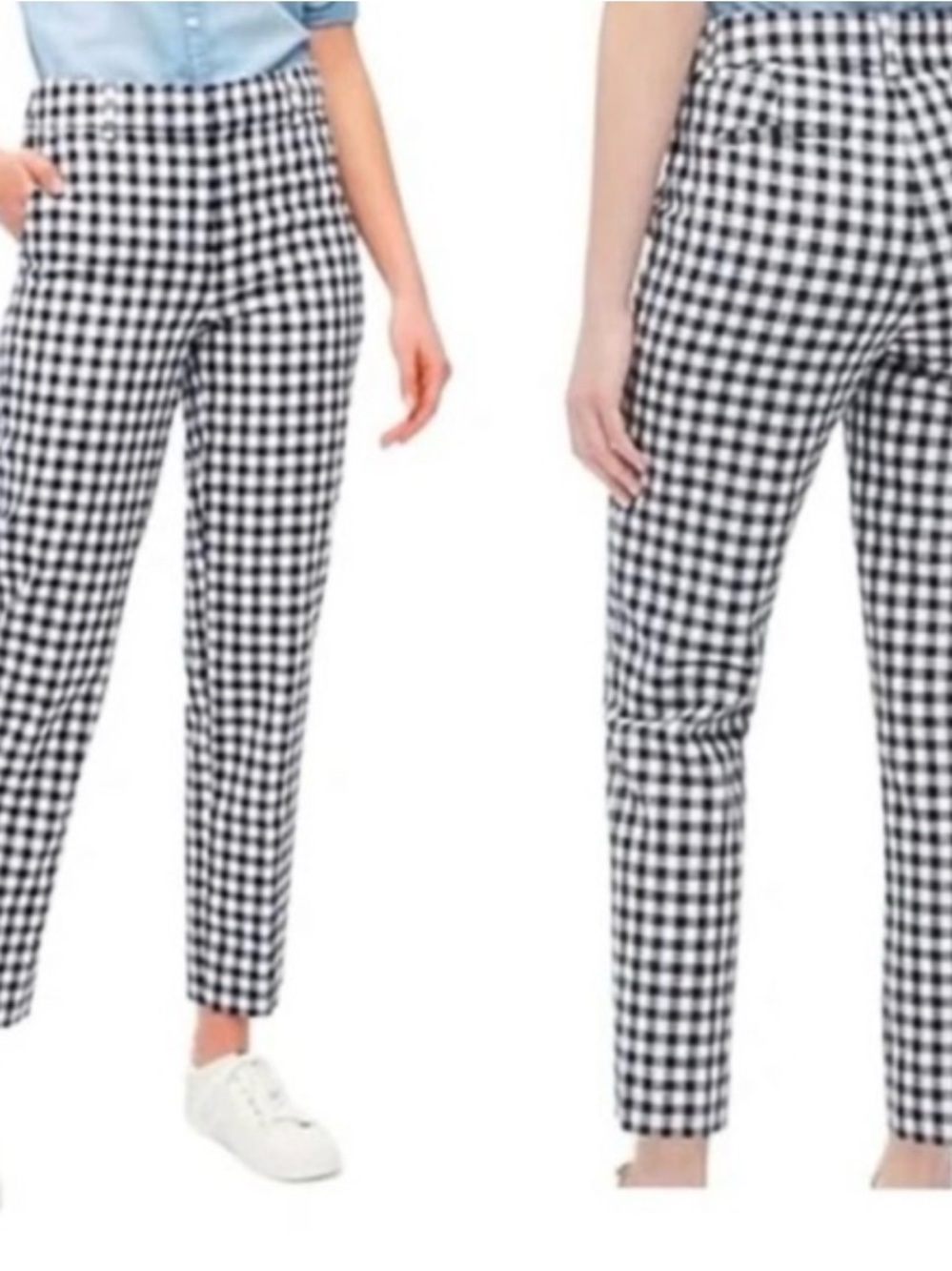 LOFT Black & White Gingham Ankle Pants